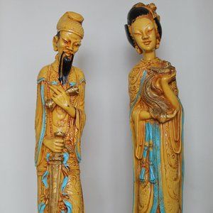 Vantage Artmark ITALY "Asian Couple" Resin Figures 14 1/2" Tall